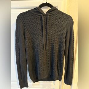 Charter Club Black Cable Knit Hooded Sweater NWT Size Small